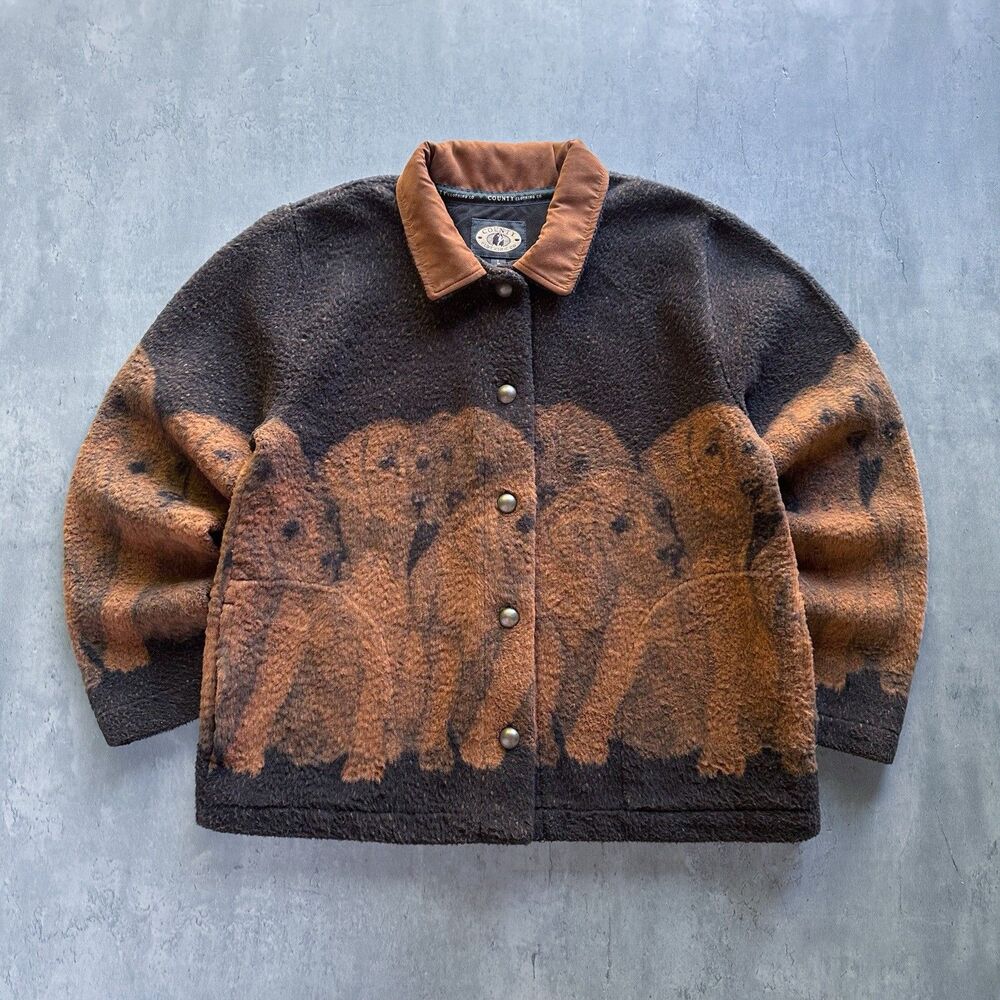 Vintage 1998 County Clothing Co Golden Retriever Fleece Jacket Large Canada